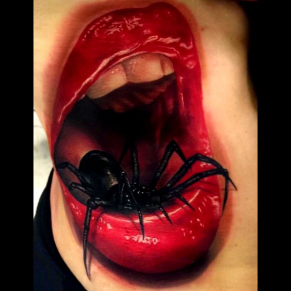 Тату паук реализм