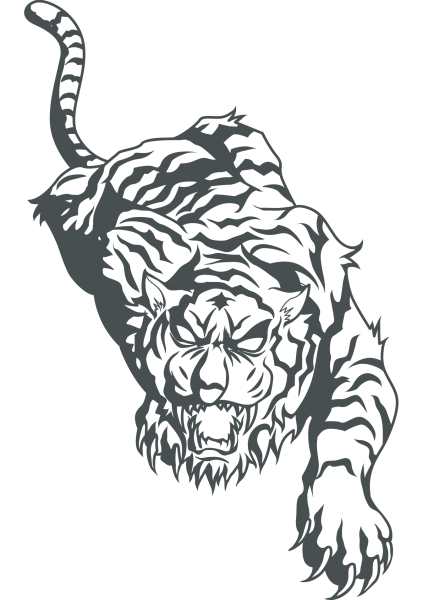 Тигр тату эскиз черно белый