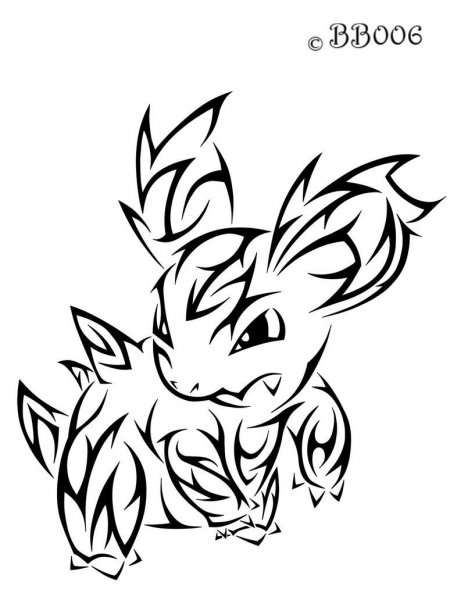 Тату Пикачу черно белое