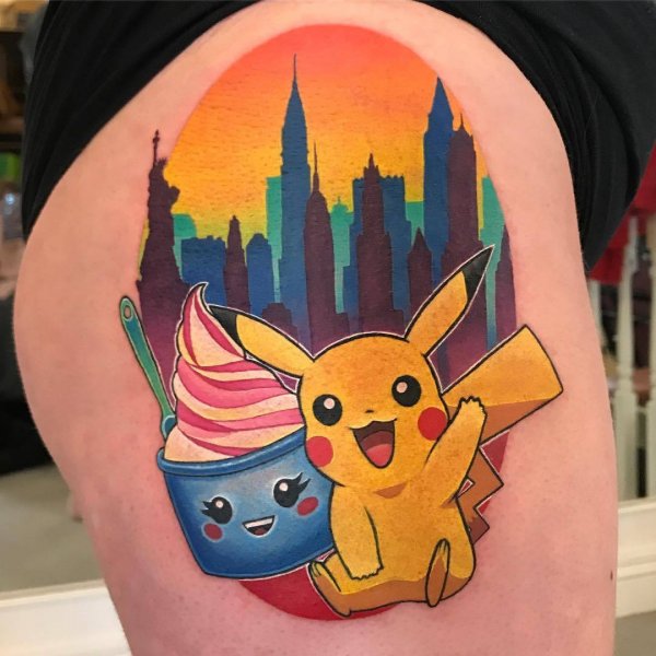 Pokemon тату Пикачу
