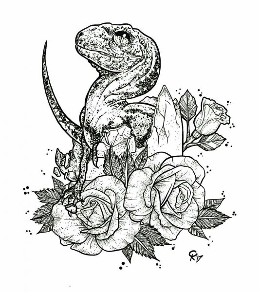 Тату Динозаврик эскиз