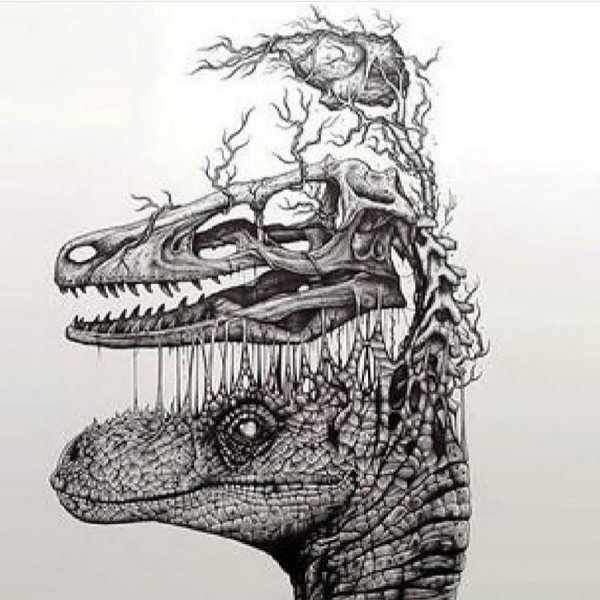 Эскиз тату динозавр Велоцераптор