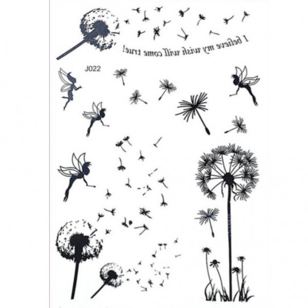 Тату с одуванчиком черно белая