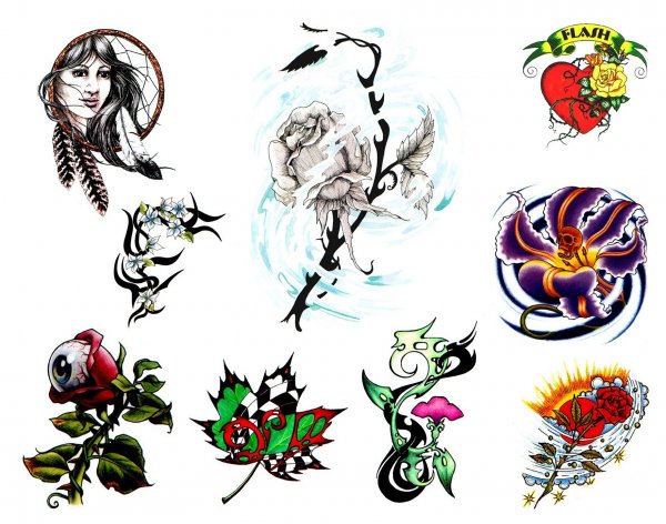 Простые цветные тату