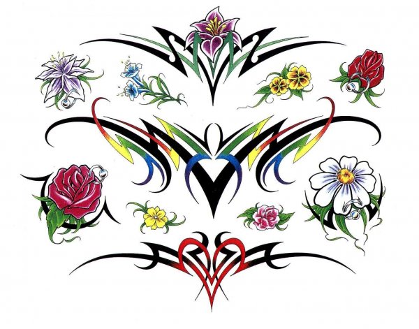 Узоры тату разноцветный