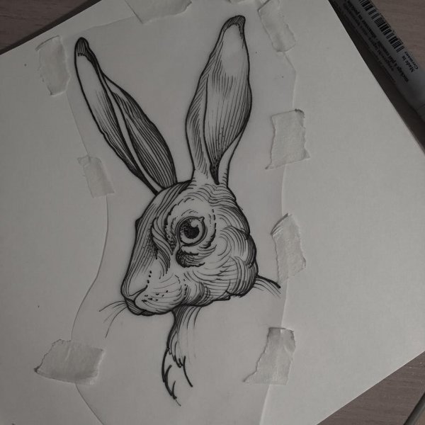 Кролик тату Наброски