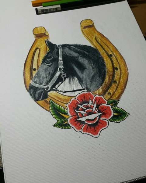Тату лошадь и подкова