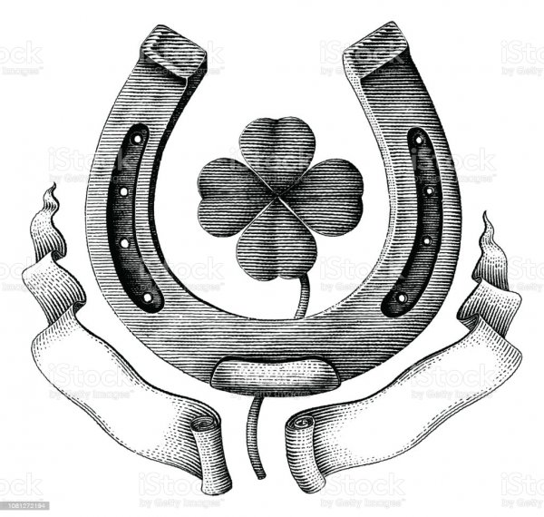 Эскиз тату подкова на удачу