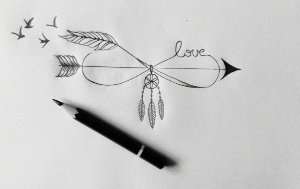 Эскизы тату с пером и стрелой