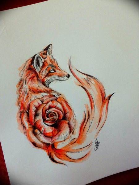 9 Хвостый Лис тату эскиз