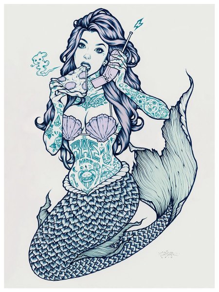 Русалка тату эскиз