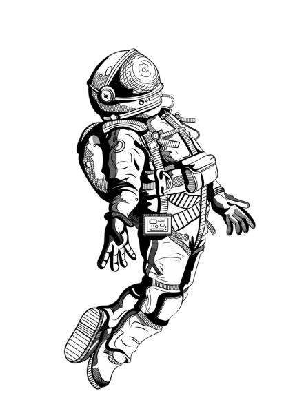 Космонавт черно белый