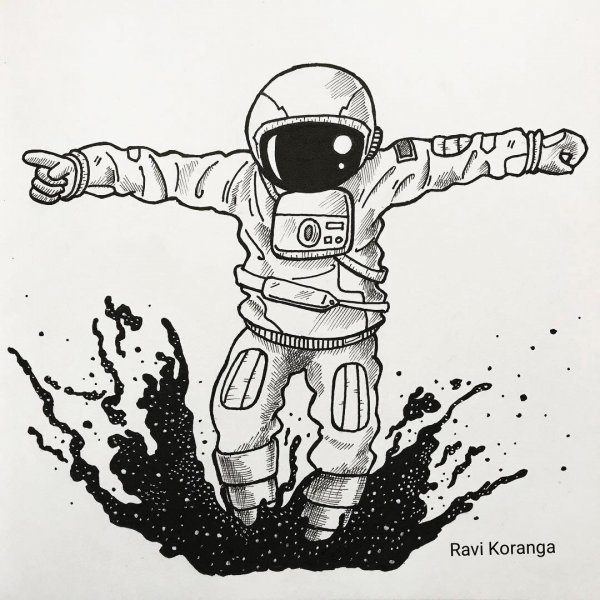 Тату космонавт прикольный эскиз