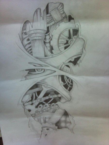 Эскиз тату автомеханика