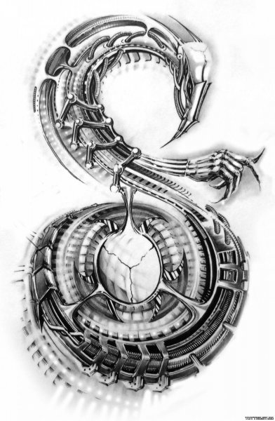 Дракон в стиле биомеханика