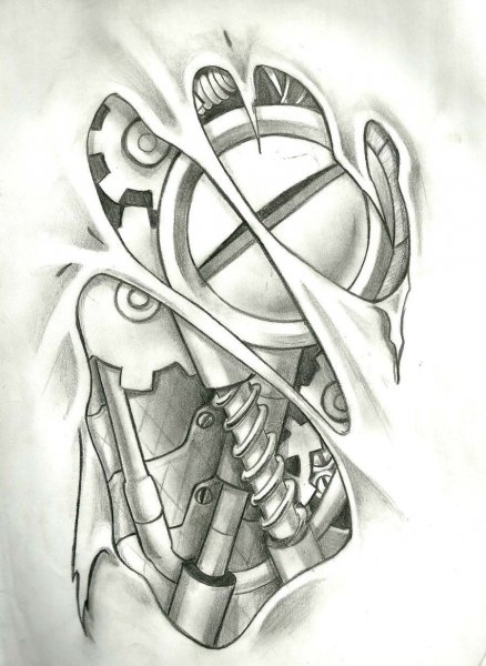 Эскизы тату в стиле биомеханика