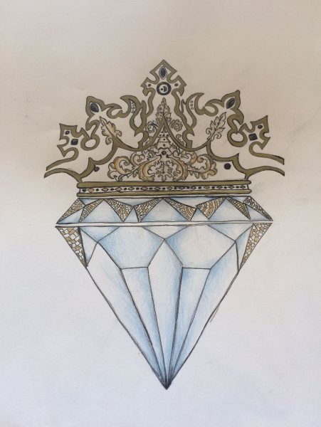 Тату бриллиант с короной