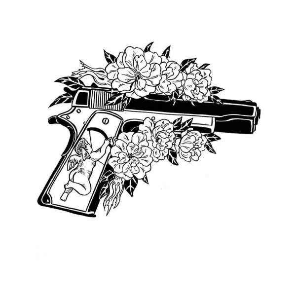 Револьвер тату эскиз