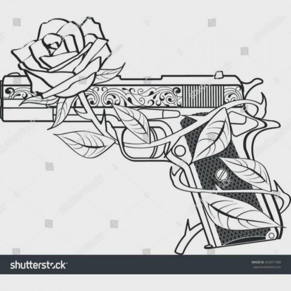 Тату пистолет эскиз