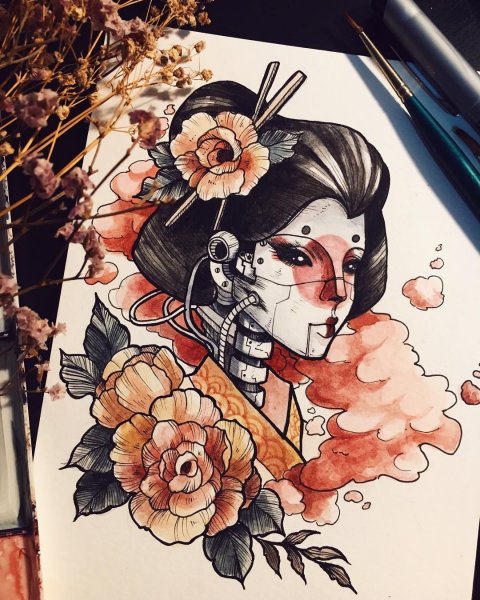 Японская девушка рисунок