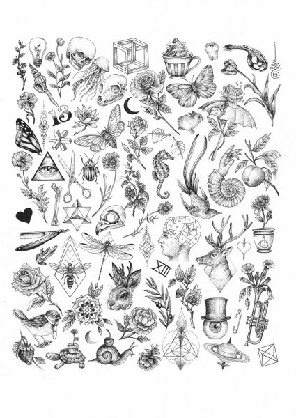 Эскизы тату много маленьких