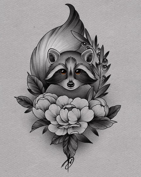 Тату енот традишнл