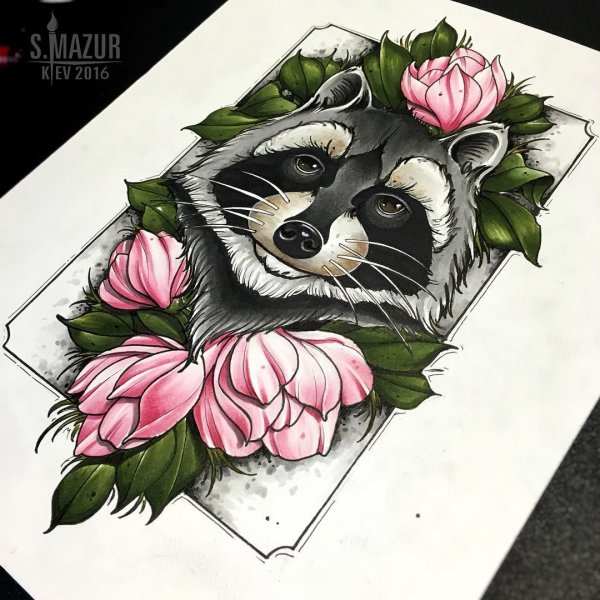 Эскизы тату Енотик