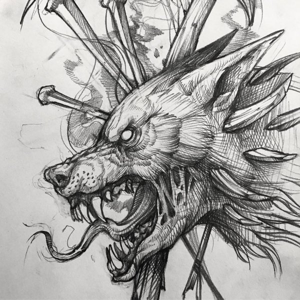 Скандинавский волк Фенрир тату