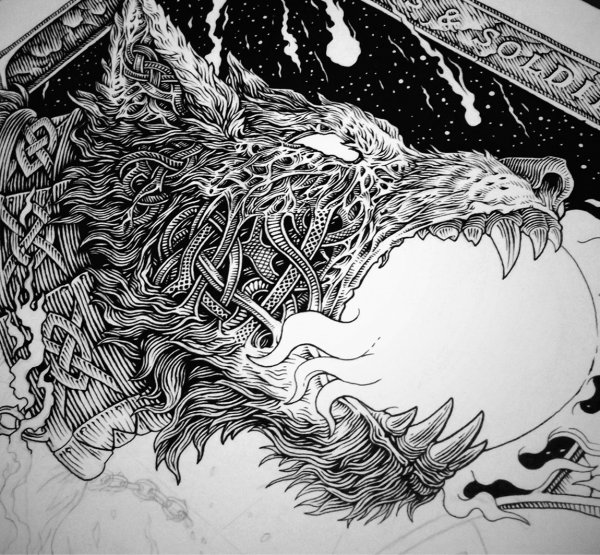 Скандинавия Фенрир тату