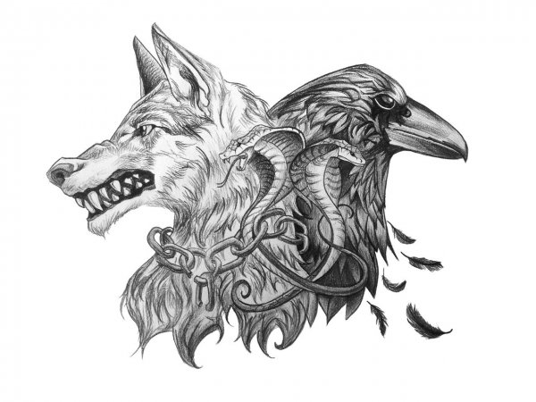 Волк Фенрир эскиз тату