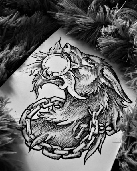 Фенрир волк тату