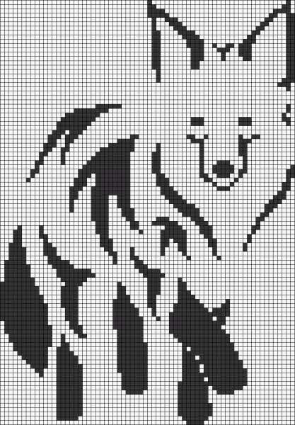 Рисование по клеточкам волк