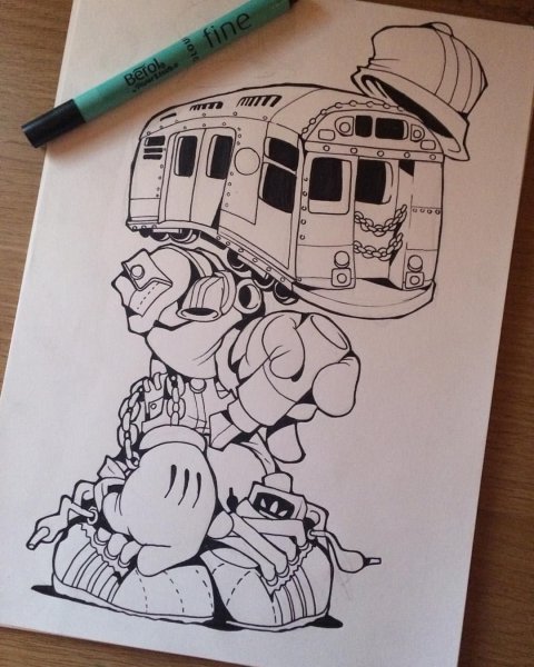 Тату поезд эскиз