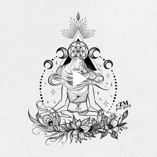 Эскиз тату медитация