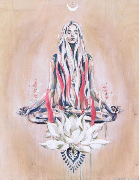 Девушка медитирует арт