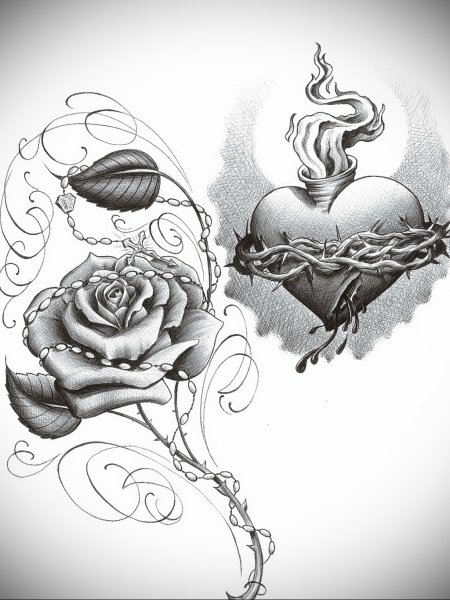 Сердце тату эскиз для девушки