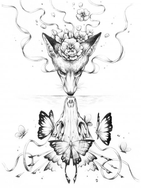 Череп лисы тату