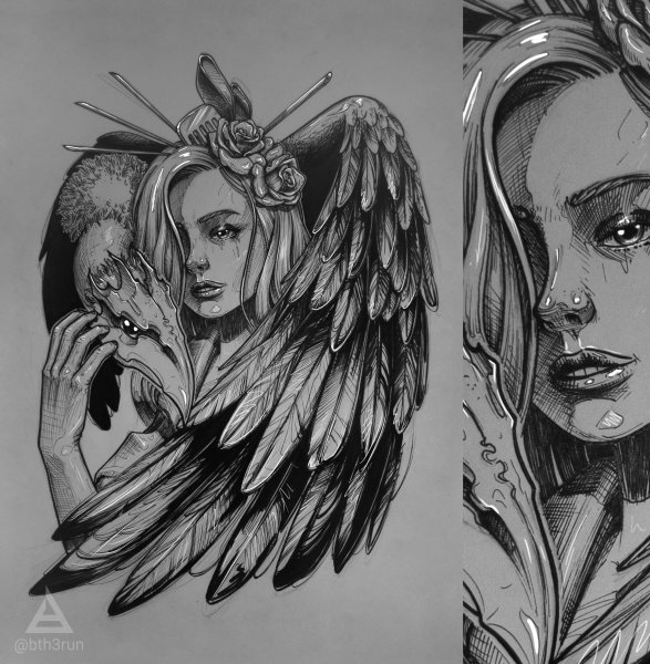 Тату эскизы девушки демоны