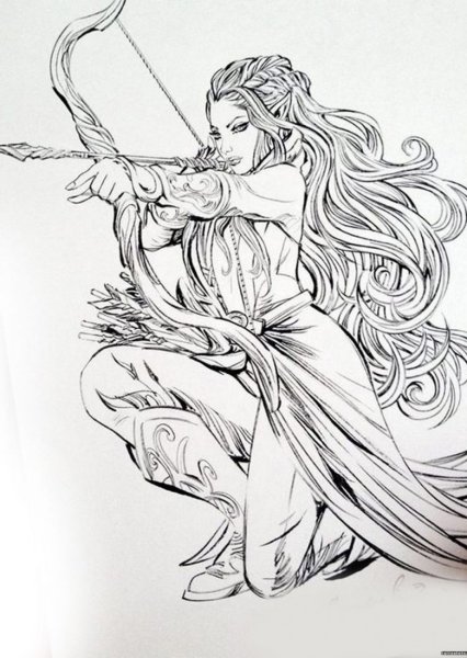 Набросок девушка Эльф