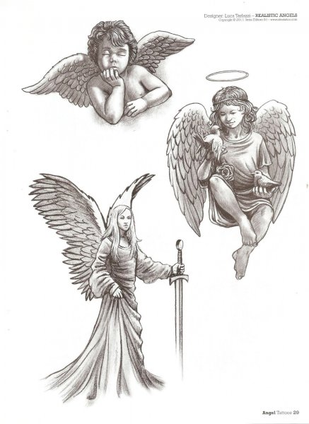 Ангел тату эскиз