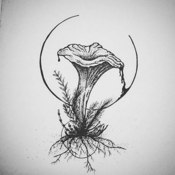Эскиз грибочка для тату
