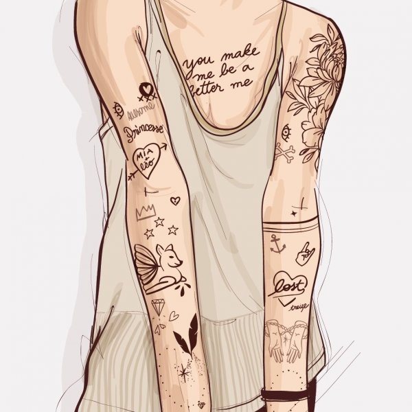 Арты парней с тату