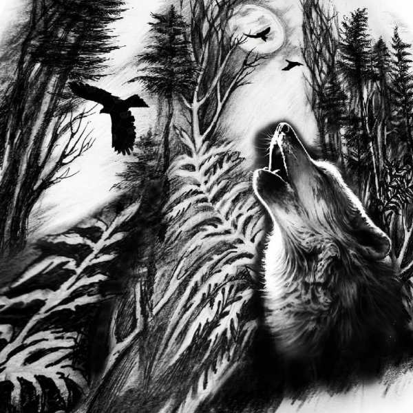 Тату лес с животными