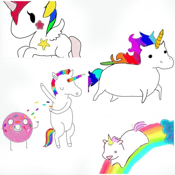 Этапы рисования единорогов