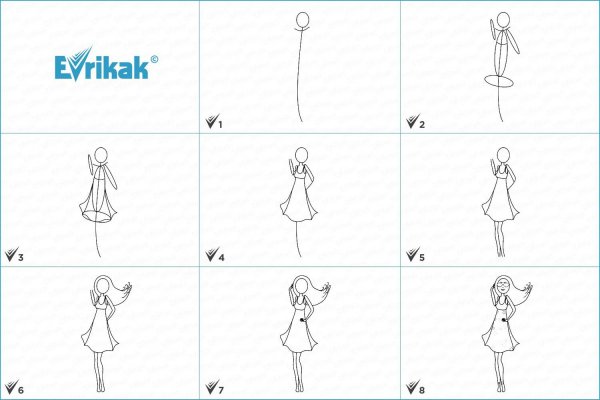 Рисунок девочки пошагово