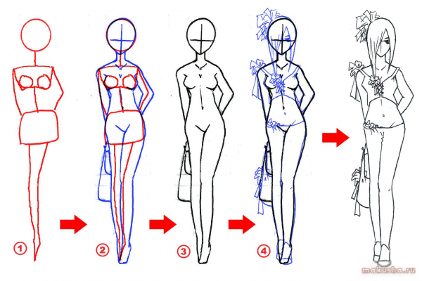 Схема девушки для рисования