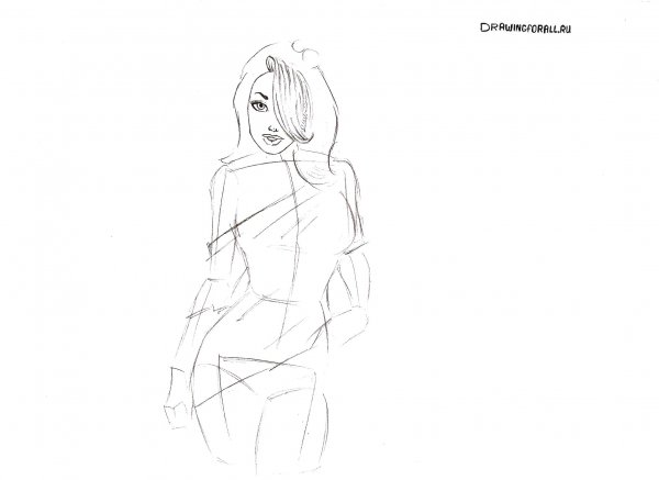 Поэтапные рисунки карандашом девушек