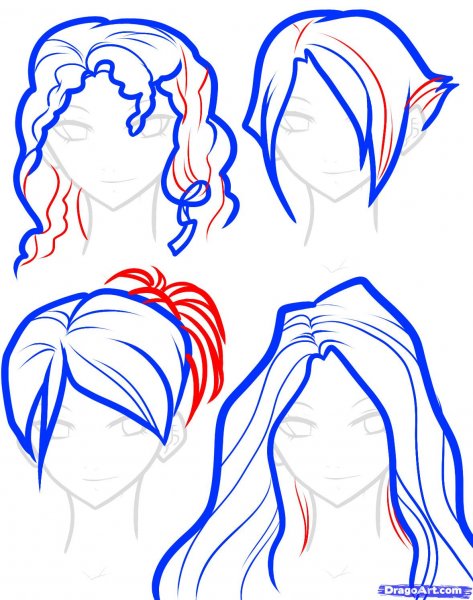 Этапы рисования волос