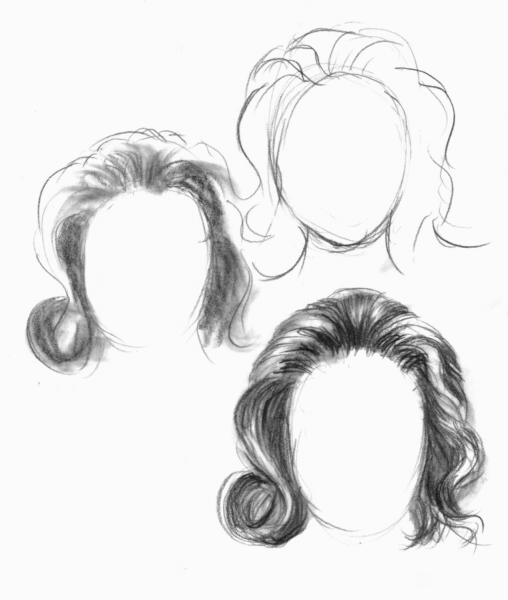 Волосы карандашом