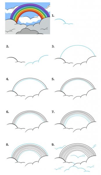 Рисунки карандашом для начинающих Радуга